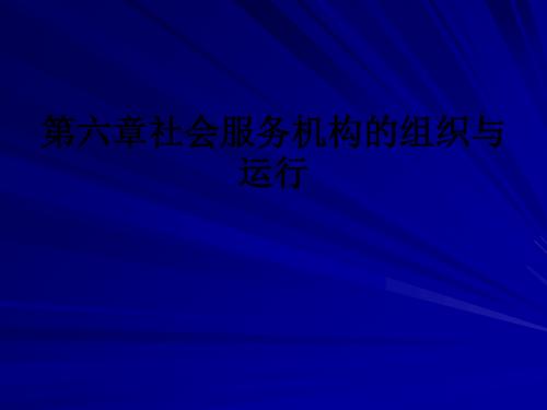 第六章社会服务机构的组织与运行ppt课件