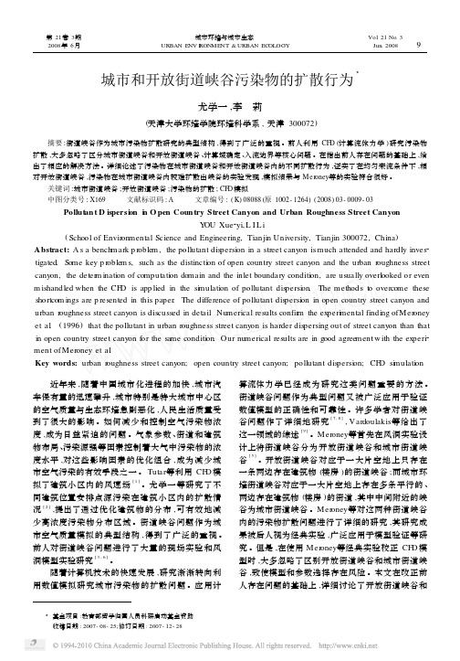 城市和开放街道峡谷污染物的扩散行为