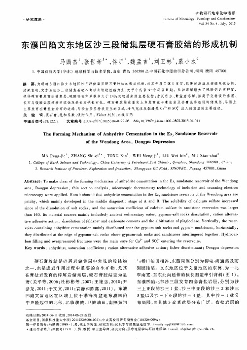 东濮凹陷文东地区沙三段储集层硬石膏胶结的形成机制