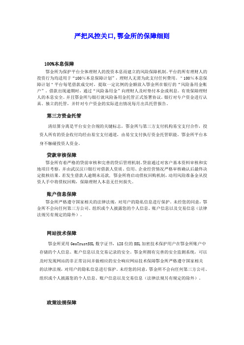 严把风控关口,鄂金所的保障细则