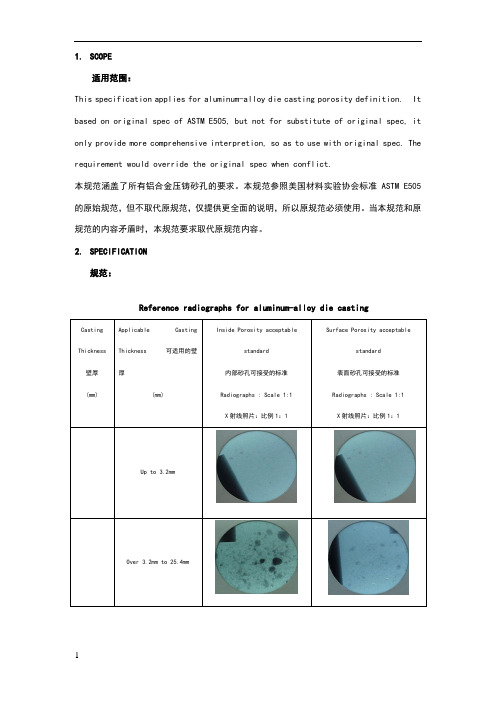 铝合金压铸件砂孔标准