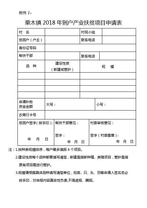2018扶贫项目申请表
