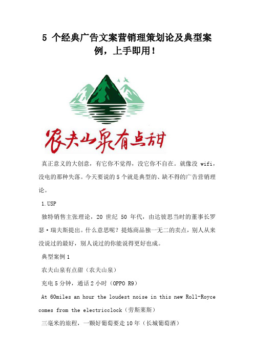 5个经典广告文案营销理策划论及典型案例上手即用