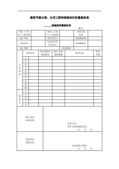建筑节能分部分项工程和检验批的质量验收表