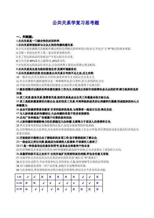 公共关系学复习思考题2011.6.8