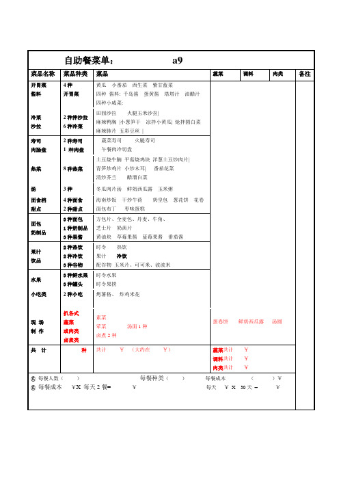 自助餐菜单C套