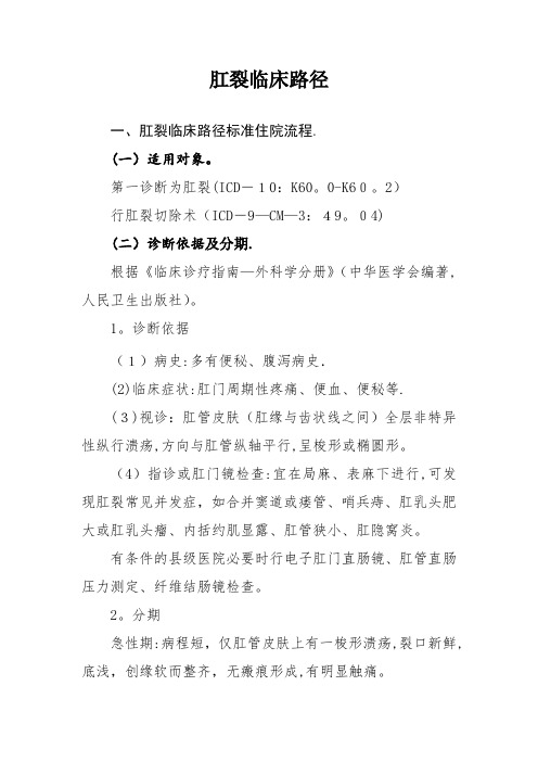肛裂临床路径详解