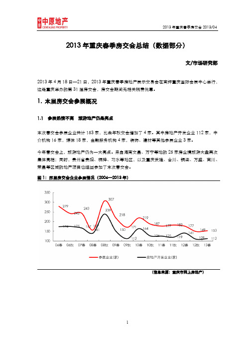 2013年重庆春季房交会总结(数据部分)