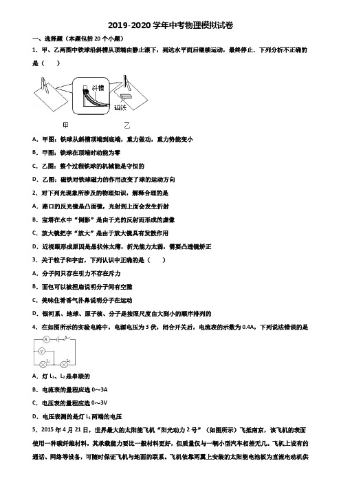 台州市2021届中考物理质量检测试题