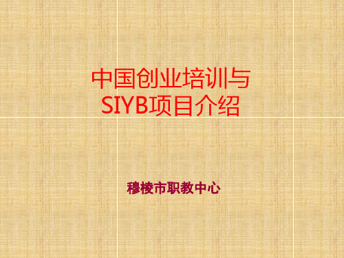 SYB创业培训全课件(ppt)精编版