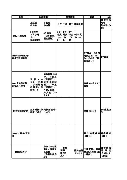 骨科常用量表整理