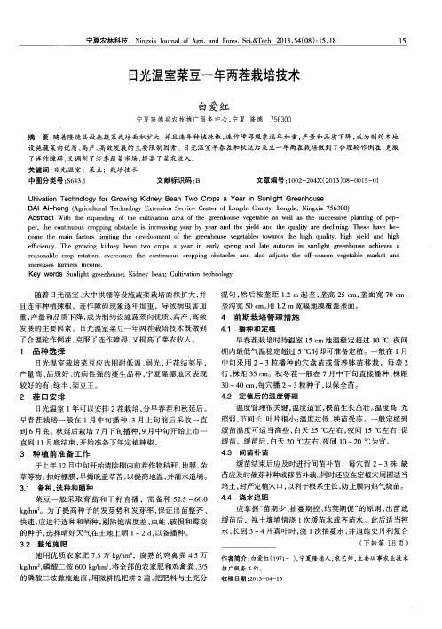日光温室菜豆一年两茬栽培技术
