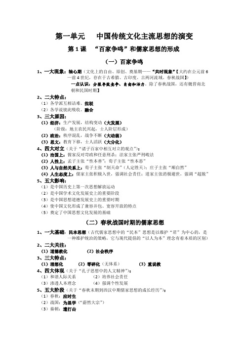 历史必修三第1、2课笔记