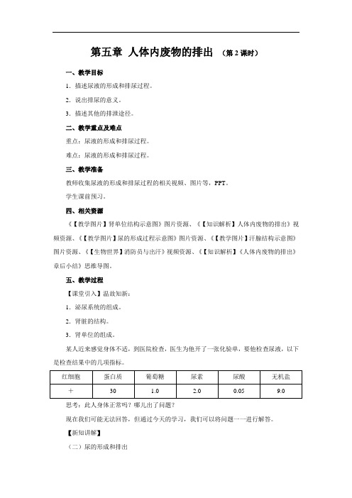 人体内废物的排出+第2课时+示范教案