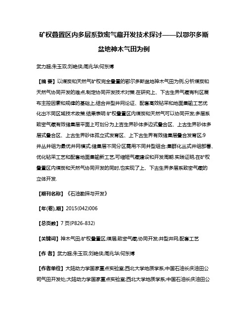 矿权叠置区内多层系致密气藏开发技术探讨——以鄂尔多斯盆地神木气田为例