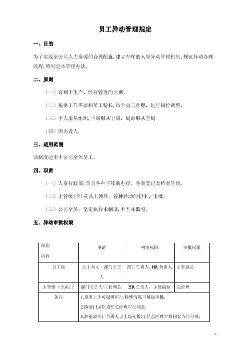 员工异动管理规定