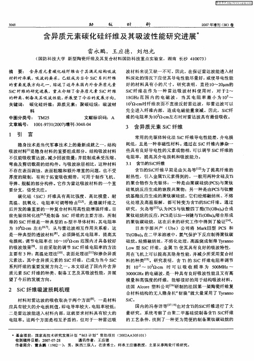 含异质元素碳化硅纤维及其吸波性能研究进展