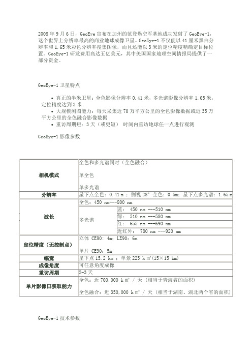 Geoeye参数