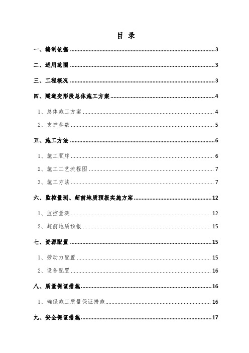 隧道大变形专项施工方案