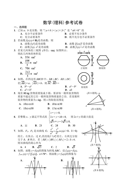 2015年浙江高考数学参考卷(理科)含答案
