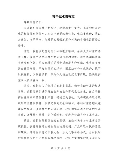 村书记承诺范文