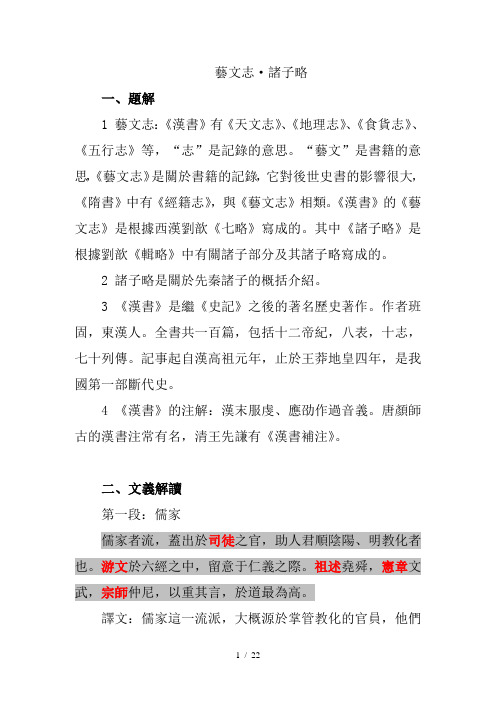 艺文志诸子略