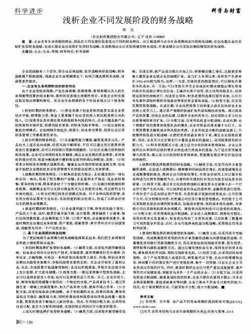 浅析企业不同发展阶段的财务战略