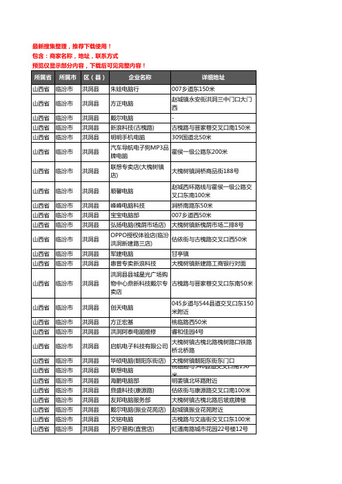 新版山西省临汾市洪洞县电脑企业公司商家户名录单联系方式地址大全69家