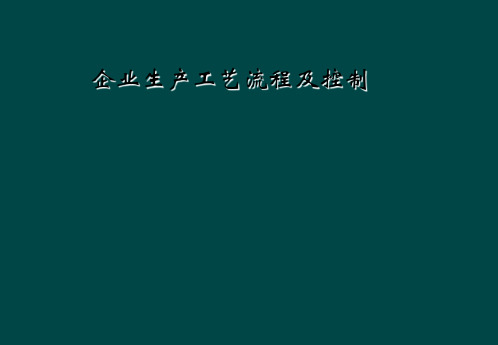 企业生产工艺流程及控制