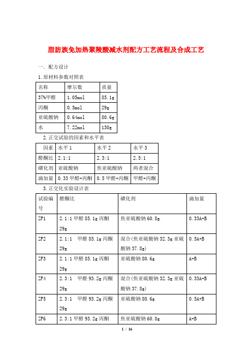 脂肪族免加热聚羧酸减水剂配方工艺流程及合成工艺