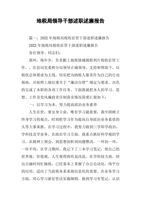 地税局领导干部述职述廉报告[工作范文]