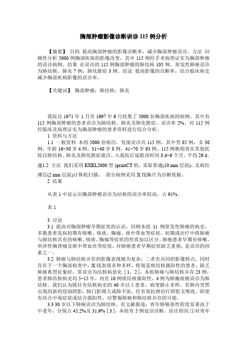 胸部肿瘤影像诊断误诊115例分析