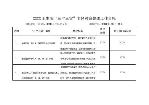 乡镇卫生院或社区卫生服务中心“三严三实”整改台账