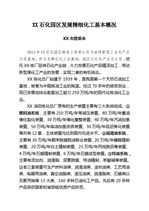 石化园区发展精细化工基本概况