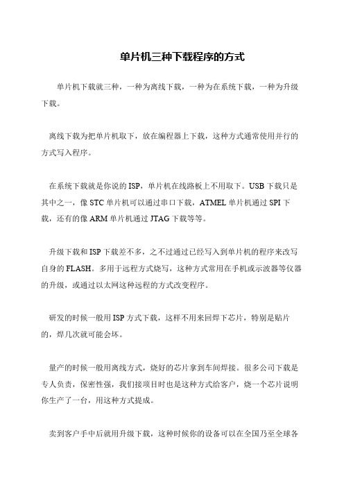 单片机三种下载程序的方式