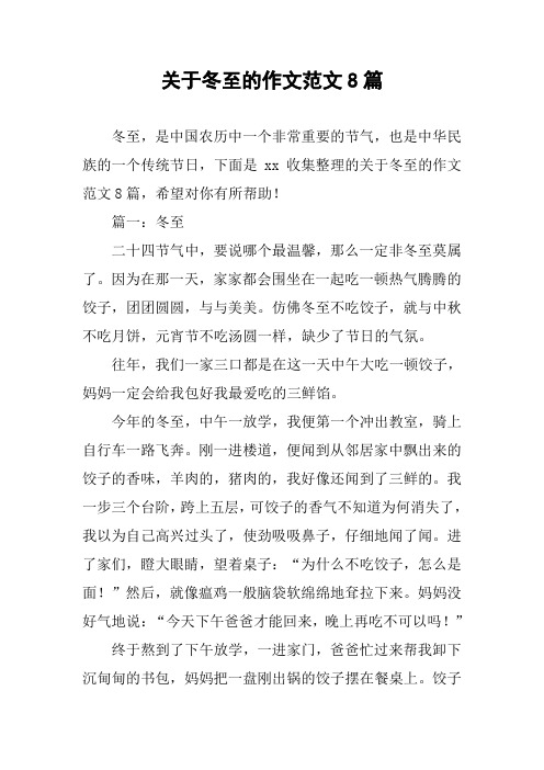 关于冬至的作文范文8篇
