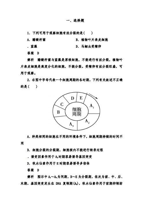 [精品]新高考生物提升训练141细胞的增殖及答案