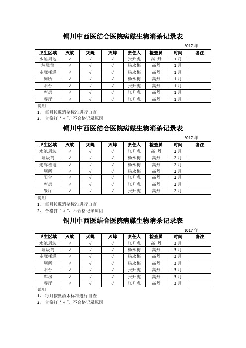 病媒生物消杀记录表