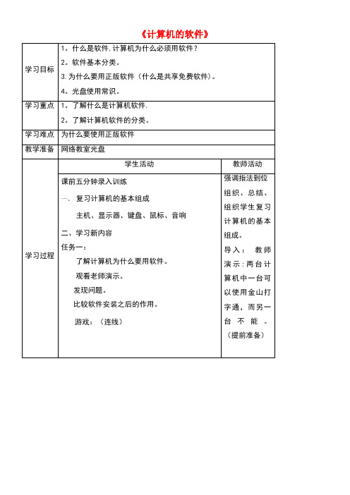 五年级信息技术上册第一课《计算机的软件》教案川教版(最新整理)