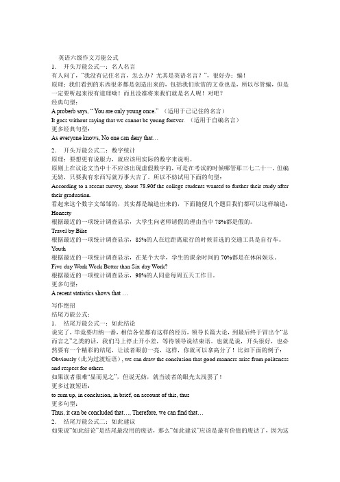 英语六级作文万能公式