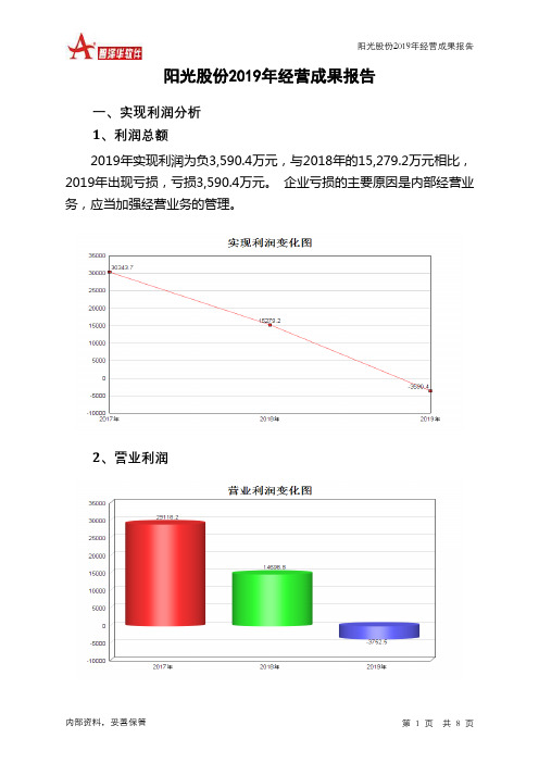 阳光股份2019年经营成果报告