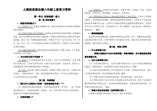 人教版政治八年级上册复习资料