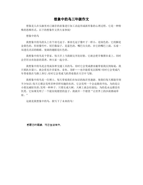 想象中的鸟三年级作文