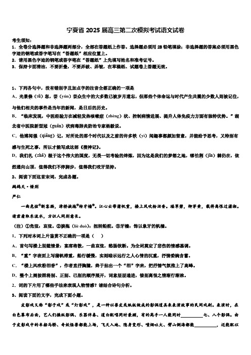 宁夏省2025届高三第二次模拟考试语文试卷含解析