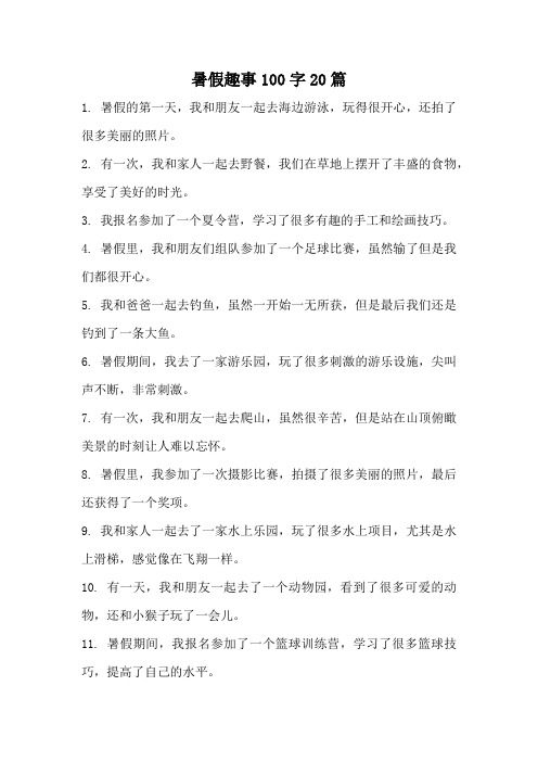 暑假趣事100字20篇
