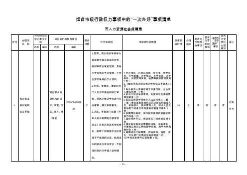 烟台级行政权力事项中的一次办好事项清单