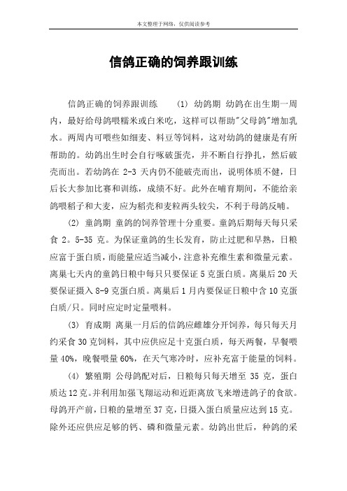 信鸽正确的饲养跟训练
