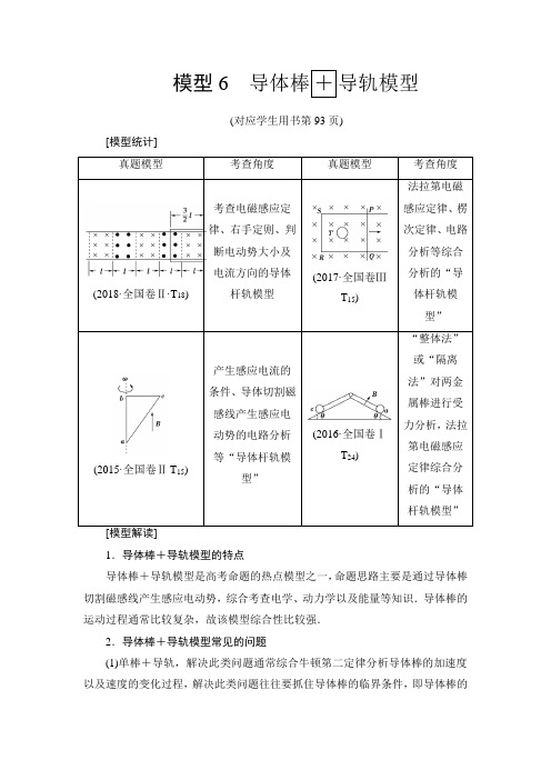 导体棒+导轨模型高考物理二轮复习突破训练