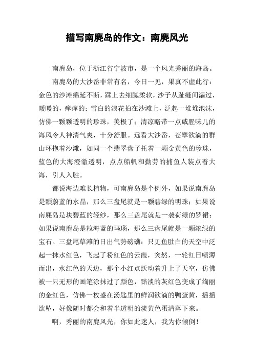 描写南麂岛的作文：南麂风光