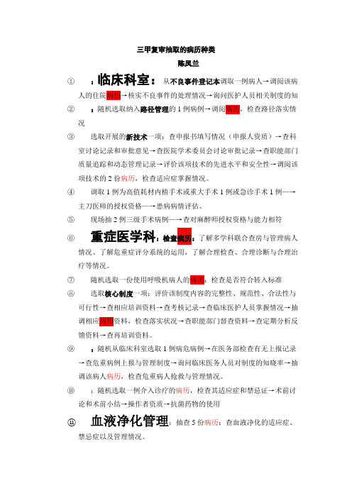 三甲复审抽取的病历种类